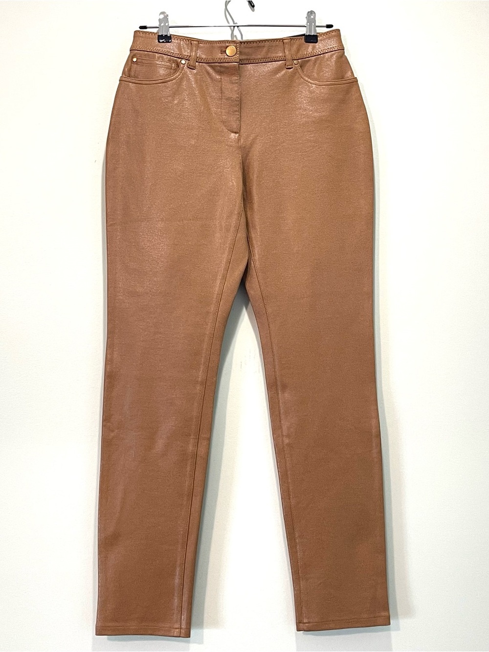 NWT CHICO'S So Slimming Peyton Pants Tan Brown Faux Leather Look Sz 0 (US 4)